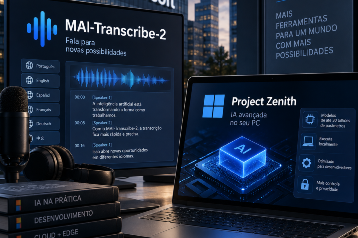 Microsoft lança MAI-Transcribe-2 e Project Zenith para ampliar uso de IA na nuvem e nos PCs