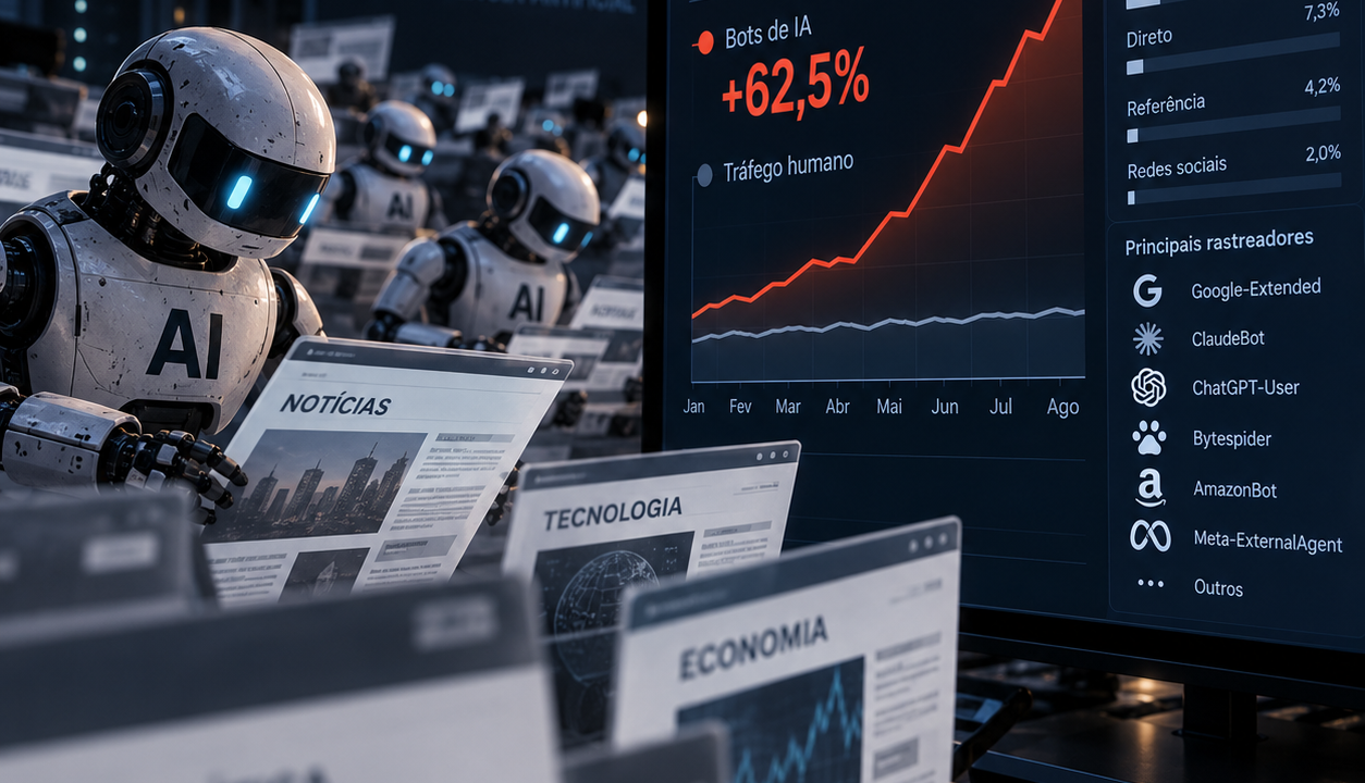 Tráfego de bots de IA cresce 62.5%
