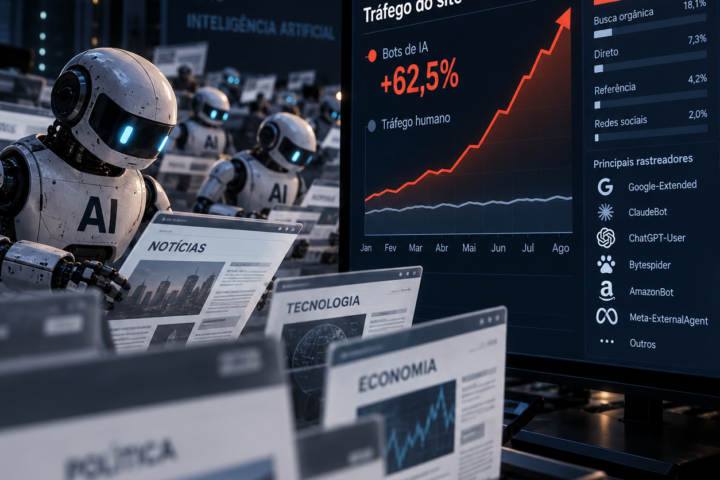 Tráfego de bots de IA cresce 62.5% e muda métricas de audiência dos sites